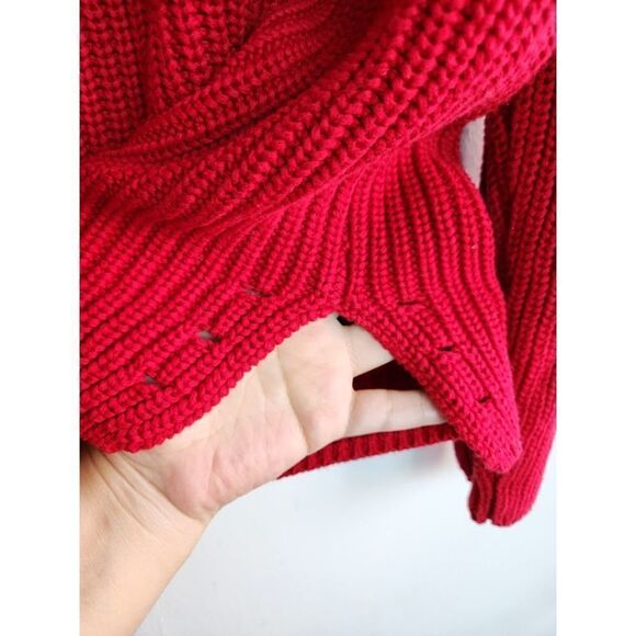 Coldwater Creek Women Red Cotton Chunky Cable Knit V-Neck Sweater size 2X - Picture 6 of 9
